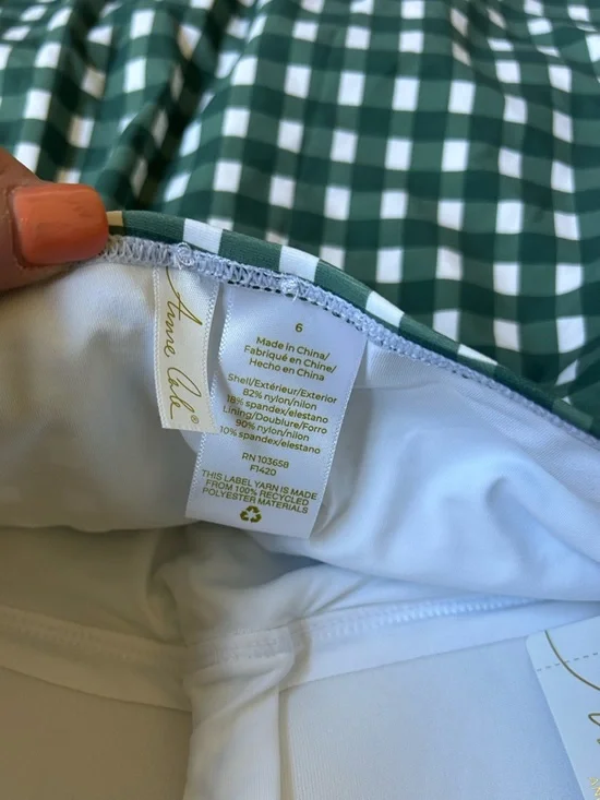 NWT ANNE COLE Gingham Ruched One Piece Bathing Suit - Picture 11 of 12